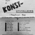 Affisch från 1947 Konstutställning i Tingshuset, Kisa 22-30 november.  Gamla 